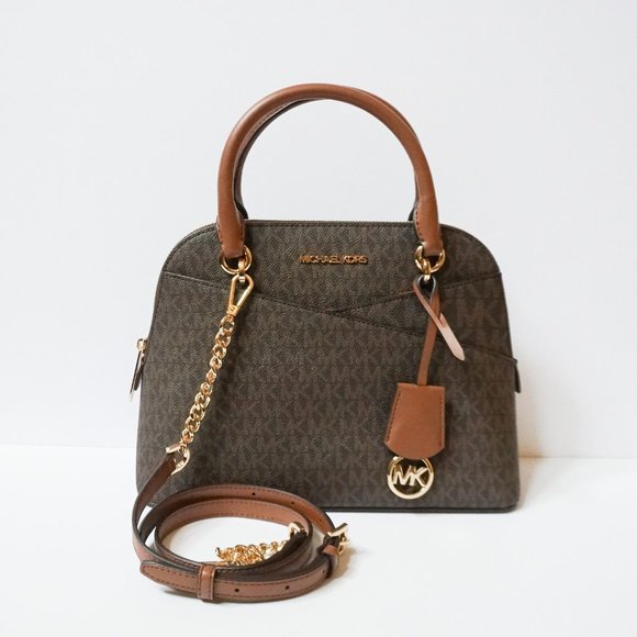 Michael Kors Jet Set Travel Medium Dome Satchel Shoulder Bag MK Brown - Picture 5 of 11